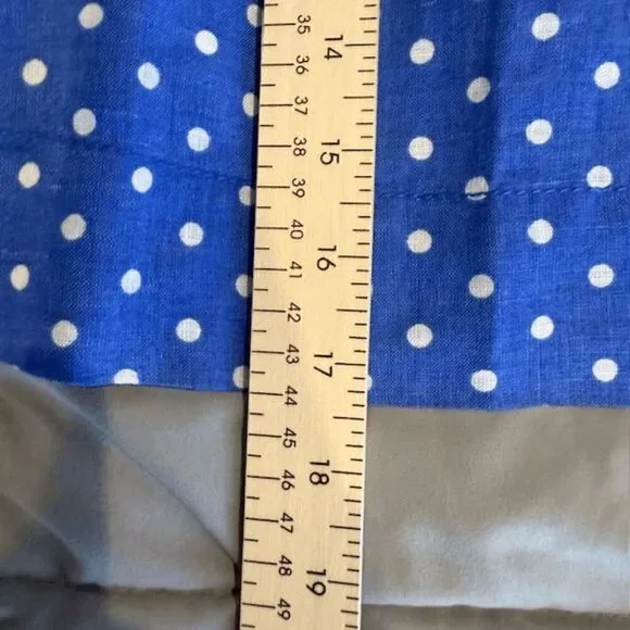 J. Crew 100% Linen Drawstring Mini Skirt Blue White Polkadot Pockets Size 8 - Picture 10 of 11